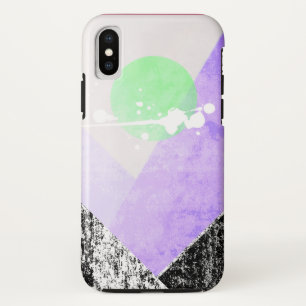 Geometrische zwarte Paarse bergen, design quilt Ar iPhone X Hoesje