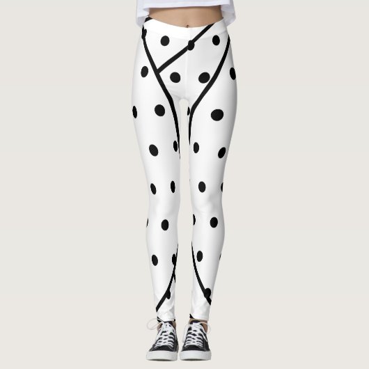 Geometrische zwarte stippen leggings (Voorkant)