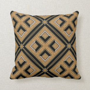 Geometry Art Deco Black Gold Cushion Pillow Kussen