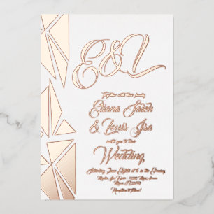 Geometry Blush Gold Weddenschap geperst Folie Uitnodiging