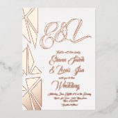 Geometry Blush Gold Weddenschap geperst Folie Uitnodiging (Voorkant)