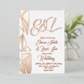 Geometry Blush Gold Weddenschap geperst Folie Uitnodiging (Staand Voorkant)