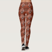 Geometry ethnic patchwork brown orange leggings (Achterkant)
