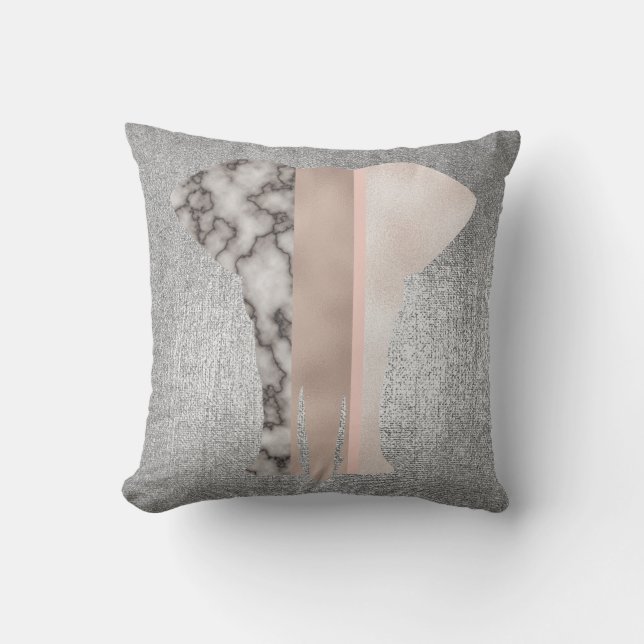 Geometry Gold Blush Roze Marble Gray VIP Elephant Kussen (Voorkant)