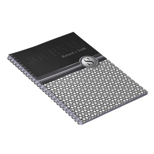 Geometry Hexagon Motif Black White Journal (Côté Droit)