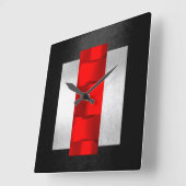 Geometry Modern Red Gray Silver Oriental VIP Vierkante Klok (Hoek)