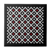 Geometry Red Circle & White Argyle Square Pattern Tegeltje (Voorkant)