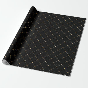 Geometry Stippen Grill Sepia Black Gold Squares Cadeaupapier