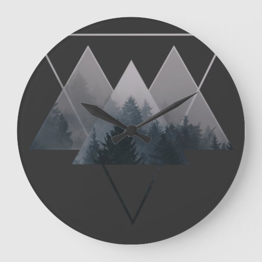 Geometry Triangles Misty Forest Grote Klok (Voorkant)