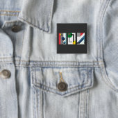 Geometryabstrakt Vierkante Button 5,1 Cm (In situ)