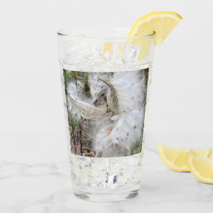 Geopende zijdeplantpeulen Zaden met zijde Glas