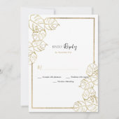 Geophisticeerd wit goud tropisch gebladerte RSVP Kaart (Voorkant)