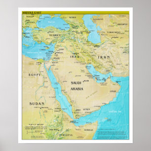 Geopolitieke regionale kaart van het Midden-Oosten Poster