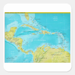 Geopolitieke regionale kaart van Midden-Amerika Vierkante Sticker