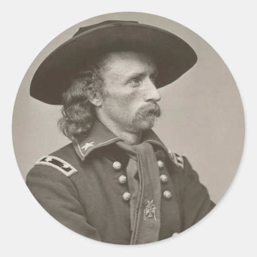George Armstrong Custer Ronde Sticker (Voorkant)