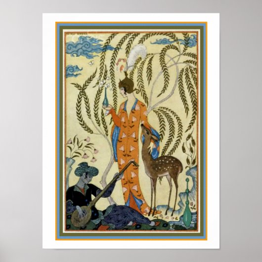 George Barbier Art Déco "Girl with Deer" Imprimer (Devant)