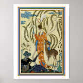 George Barbier Art Deco "Girl with Deer" Print (Voorkant)