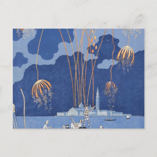 George Barbier Fireworks in Venetië 1924 Briefkaart (Voorkant)
