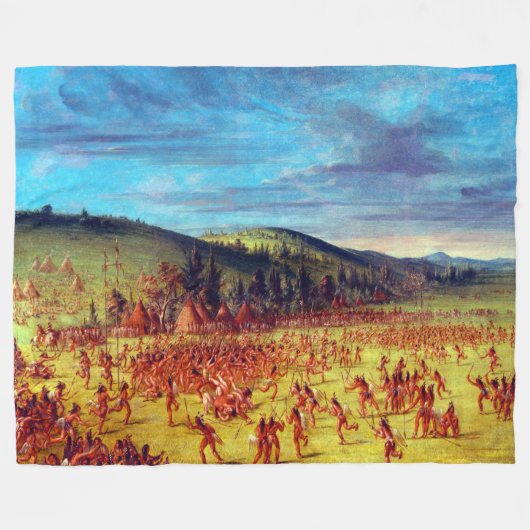George Catlin Ball-play van de Choctaw Ball Up Fleece Deken (Voorkant (Horizontaal))