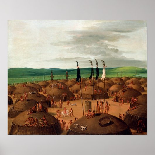 George Catlin Bird's-eye Uitzicht van het Mandan Poster (Voorkant)