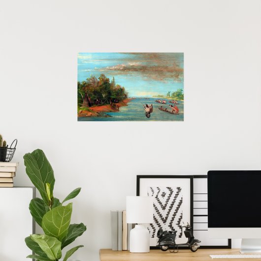 George Catlin Sac en Fox Sailing in Canoes Poster (Thuiskantoor)