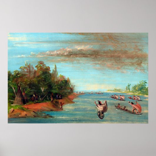 George Catlin Sac en Fox Sailing in Canoes Poster (Voorkant)