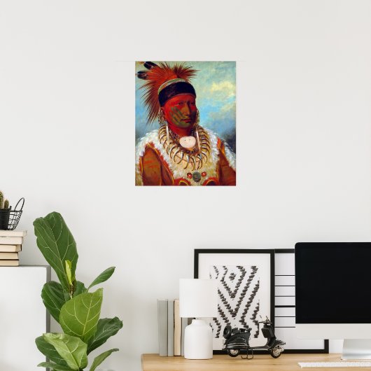 George Catlin The White Cloud, Hoofd Chief Poster (Thuiskantoor)