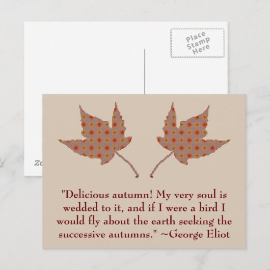 George Eliot Autumn Quote Briefkaart (Voorkant / Achterkant)