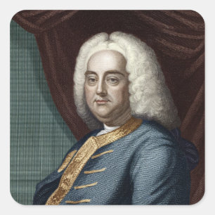 George Frederic Handel, gegraveerd door Thomson Vierkante Sticker