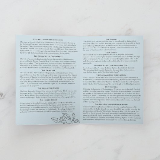 George Grieks-orthodoxe kerkbaptisme-programma Programma (Binnen)