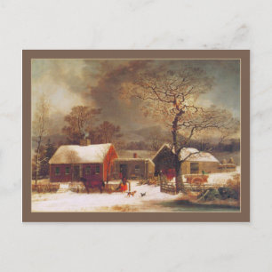 George Henry Durrie Kerstwinter in New Haven Briefkaart