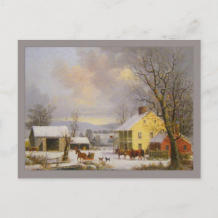 George Henry Durrie Rustic Winter in het land Briefkaart
