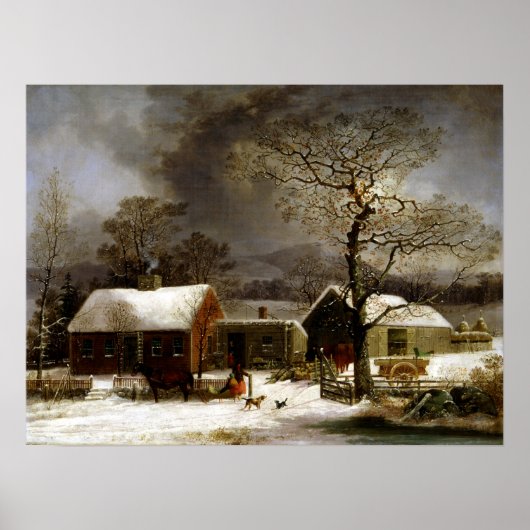 George Henry Durrie Winter Scene in New Haven Poster (Voorkant)