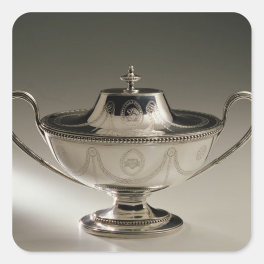 George III saus tureen cover Vierkante Sticker (Voorkant)