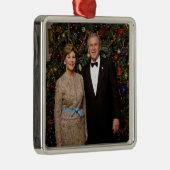 George & Laura Struik Kerstmis White House Metalen Ornament (Rechts)