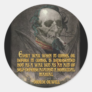George Orwell Quote over oorlogspropaganda Ronde Sticker