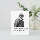 George Patton en Quote Briefkaart (Staand voorkant)