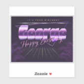 George Prénom lila retro Sticker (Feuille)