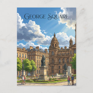 George Square, Glasgow Schotland Briefkaart