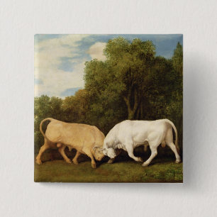 George Stubbs Bulls Fighting, 1786 (olie op het Vierkante Button 5,1 Cm