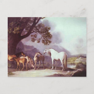 George Stubbs- Mares and Foals in een landschap Briefkaart
