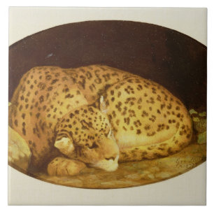 George Stubbs   Sleeping Leopard, 1777 (amel on  Tegeltje