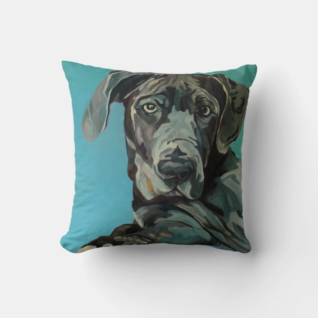 George the Great Dane Dog Portret Pillow Kussen (Voorkant)