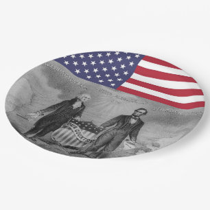 George Washington Abraham Lincoln American Flag Papieren Bordje