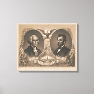 George Washington Abraham Lincoln Eagle US Vintage Canvas Afdruk