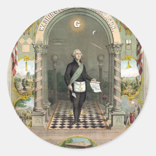 George Washington als Freemason Ronde Sticker (Voorkant)