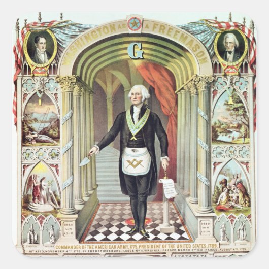 George Washington als Freemason Vierkante Sticker (Voorkant)