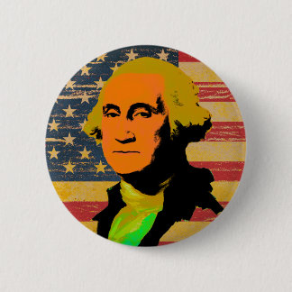 George Washington American Flag Pop-Art Button