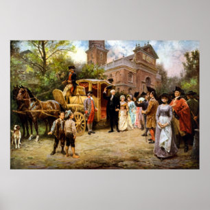 George Washington arriveert Christelijke Kerk Poster