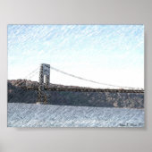 GEORGE WASHINGTON BRIDGE EN HUDSON RIVER UITZICHT POSTER (Voorkant)